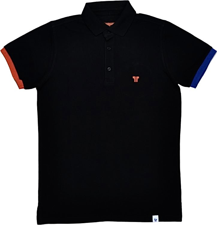 Galléros póló Fekete-piros-kék - S